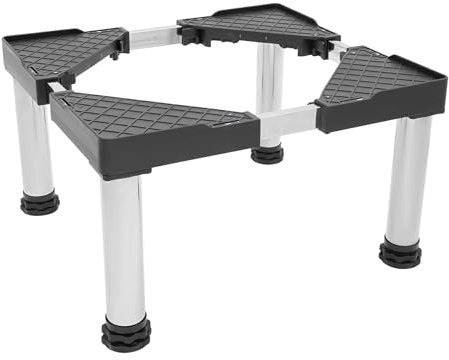 Tvättmaskinsunderrede svart, höjdjusterbar plattform för tvättmaskin och torktumlare med 150 kg lastkapacitet, underkonstruktion i rostfritt stål för tvättmaskin och kylskåp