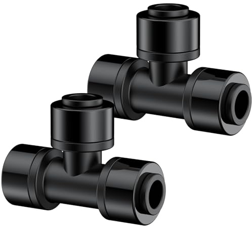 Pawfly 15 unidades de conectores en T de 6,35 mm para riego por goteo, conector en T para manguera de 6,35 mm y aspersores de agua a prueba de goteo