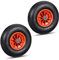 2 x Schubkarrenrad, 4.00-6 Reifen, Kunststofffelge, luftbereift, 3 Adapter, Ersatzrad Schubkarre, schwarz-rot