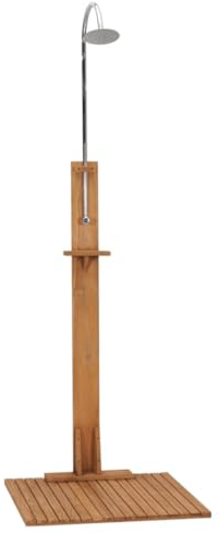 vidaXL Douche de Jardin Douche de Piscine Douche de Camping Arrière-Cour Piscine Extérieur Portable 75x75x210 cm Bois de Teck Solide