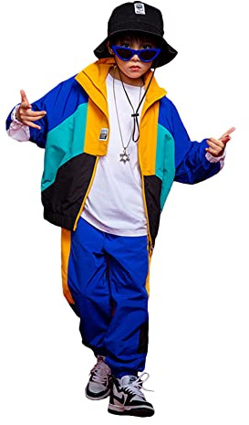 LOLANTA ColorBlock barnkläder, hiphop, gatudansdräkt, b-blå, 6-7 ans