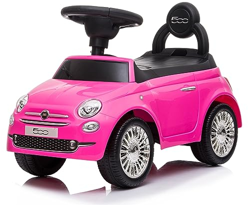 Porteur Enfant à partir de l'âge de 12 Mois Fiat voiturette, Interactive avec klaxon et Sons de Moteur Push Car (Rose)