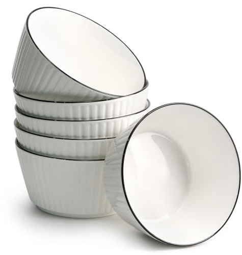 NUTRIUPS Keramikschalen, 6''- 15,2 cm, 6 Stück, Müslischalen – 800 ml Porzellanschalen für Müsli, Suppe, Haferflocken, Salat