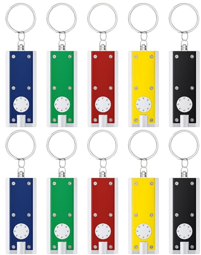Pawfly 10 Stück LED-Schlüsselanhänger-Taschenlampe Mini Square LED Keychain Light 12 Lumen Portable Bright Battery Powered Key Ring Torch 5 Farben von Muscheln
