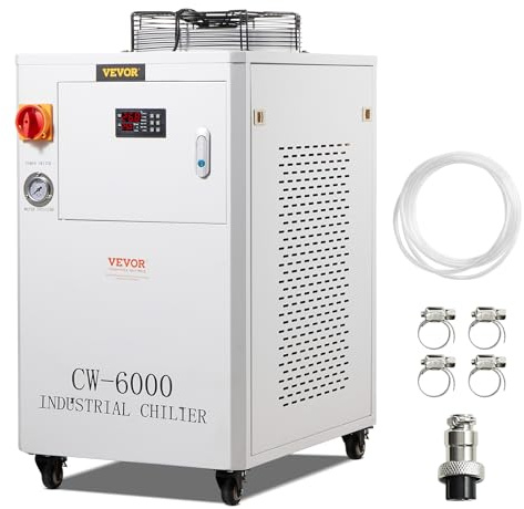 VEVOR CW6000 Industriell vattenkylare 1 500 W med kompressor, vattentankkapacitet 15 L, max flöde 65 L/min, för CO2-lasergravyrmaskin
