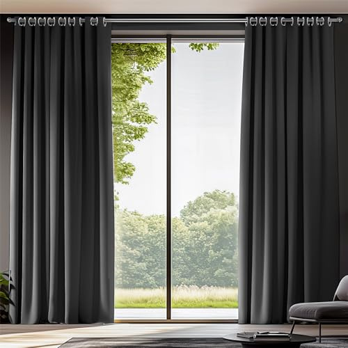 ORINOVA Tende Oscuranti 140x213 cm Nero Bipartite per Interni Finestre Termiche Isolanti Moderne Camera da Letto Soggiorno Fonoassorbenti