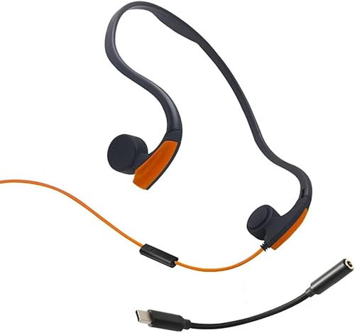 Auriculares de conducción ósea, auriculares deportivos de conducción ósea con cable de oído abierto, conector de 3,5 mm, con cable adaptador tipo C, for deportes, correr, conducir, ciclismo, entrenami