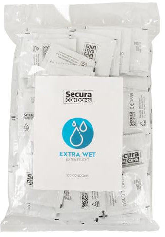 Secura Extra Wet 100er Kondome - 100 extra feuchte Präservative zur Verhütung ohne Hormone für Männer, extra gleitfreudig