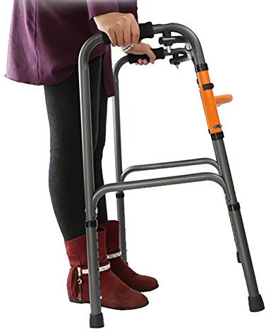 JKJZSALJ Rollator Pieghevole Rollator Walkers Leggero Walker Step Assist con Maniglia, Pieghevole Portatile Seniors Upright Walker per Interni Ed Esterni, Altezza Regolabile