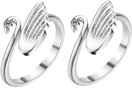Alipis 2 Pezzi Anello Regolabile Forma di Cigno per Maglieria e Uncinetto Anello da Lavoro Leggero e Durevole Accessorio Creativo e Pratico per Filo e Lana