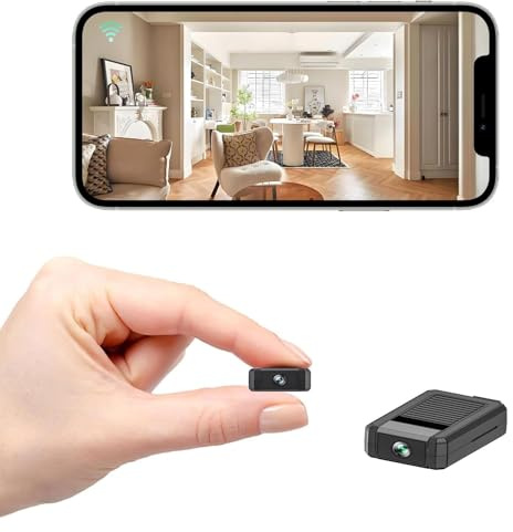 XNJ Mini WLAN Kamera, 4K HD Überwachungskamera 180° drehbarem Objektiv, Remote Viewing für Sicherheit mit APP, mit Nachtsicht, Bewegungserkennung