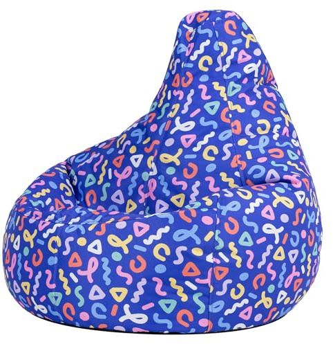 Bean Bag Bazaar Outdoor Kids Bean Bag with Filling Included, Confetti Blue