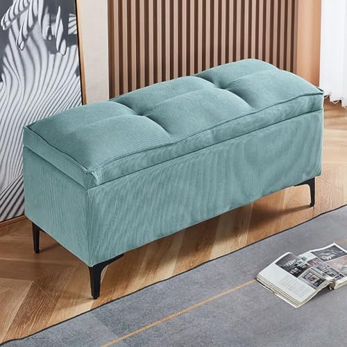 Banco otomano de almacenamiento de terciopelo, banco de almacenamiento rectangular, bandeja reversible, taburete otomano con almacenamiento con patas de metal para sala de estar, dormitorio, entrada