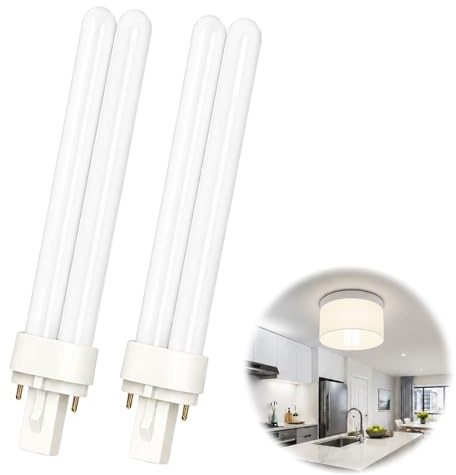 MKtoko 18W Compact Fluorescent Lamp 2-Pin G24d-2 Cool White 6400K 2U Double Turn Tube Energy Saving CFL Light Bulbs Non-Dimmable for Bathroom Corridor Bedroom 2 Pack