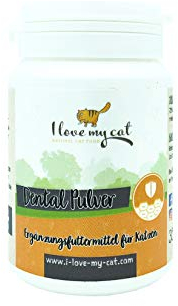 I Love My cat Dental Pulver Ergänzungsfuttermittel für Katzen mit Ascophyllum nodosum & Kieselerde. Natürliche Zahnpflege – 35 g