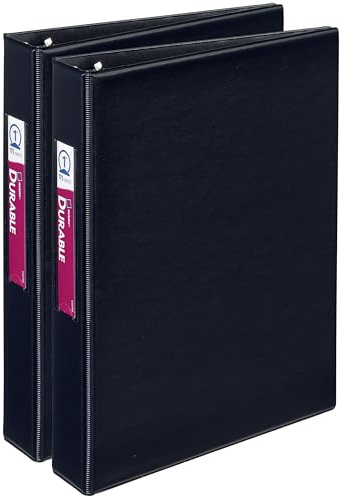 Avery Mini 3 Ring Binders, Holds 5.5 x 8.5 Paper, 1 Round Rings, 175-Sheet Capacity, 1.4 Inch Wide Spine, Label Holder, Black Binders, Great for Home, School, Office, and More (2-Pack of 13456)