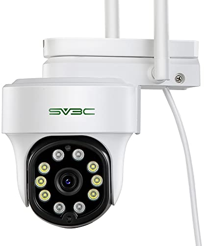SV3C Überwachungskamera Aussen WLAN, 1080P PTZ Schwenkbar Außenkamera, WiFi IP Kamera Outdoor mit Flutlicht, Automatische Verfolgung, Vollfarb Nachtsicht, ONVIF, FTP, Bewegungserkennung, 2-Wege Audio