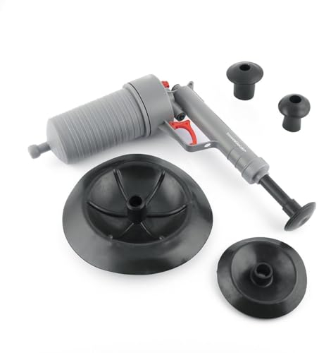InnovaGoods® Pistola desatascadora de aire comprimido universal con adaptadores Klingun, desatasca tuberías y desagües, diseño compacto y ligero, ideal para el hogar