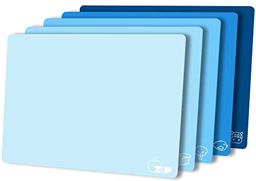 ZVP Flexible Plastic Cutting Board Set of 5 Gradient Color, Colorful Chopping Boards, BPA Free Mats, Non-Slip, Dishwasher Safe, 15x12 Inch, Blue Multi-Color