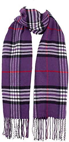 Hat To Socks Classic Unisex Plaid Winter Scarf - Super Soft Warm Tartan Check Wrap for Men and Women (Purple)