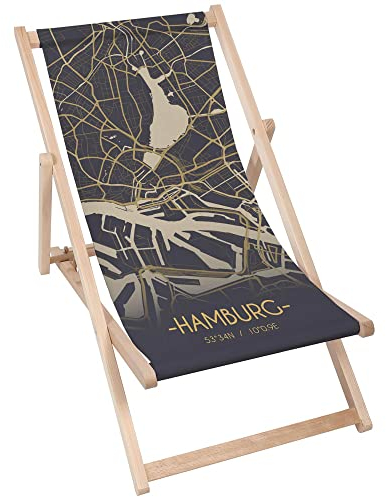 DreamRoots Liegestuhl Klappbar Holz aus Buchenholz, bis 130 kg belastbar, 3-Fach verstellbare Rückenlehne, waschbarer Polyesterbezug