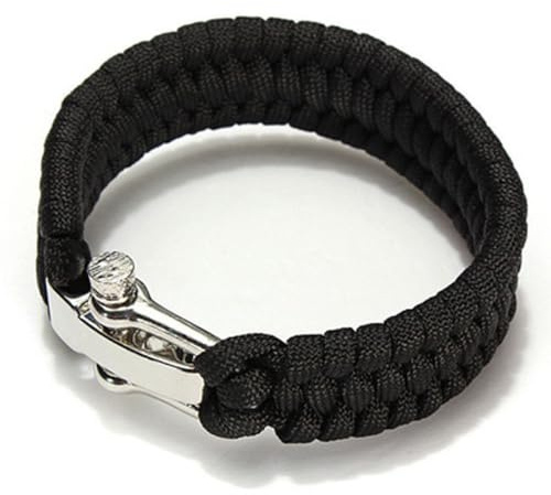 SEIWEI Bracelet de survie en paracorde tressé avec boucle réglable en acier inoxydable pour camping, bateau et randonnée (rouge)