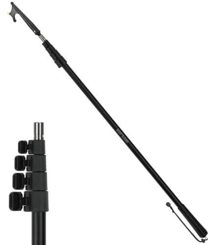 SAN LIKE Bicheros para Barcos, Gancho para Barco Telescópico Varilla, Accesorios Bichero Telescópico Ganchos con Cuentas Luminosas, Ligeros y Duraderos Boat Hook de Aluminio para Atraque Ferroso 3,6M