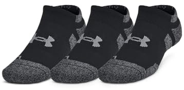 Under Armour Unisex-Adult Performance Tech Pro No Show Socks 3 Pack, (001) Black/Black/Castlerock, Large