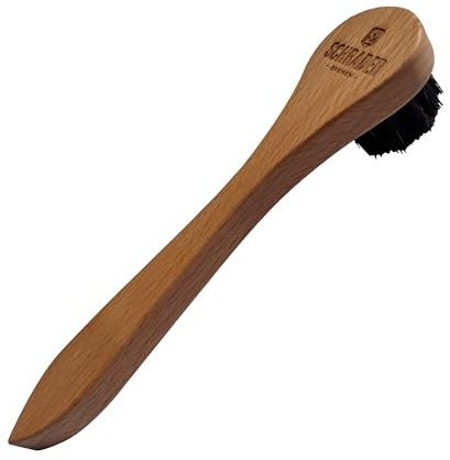 Schrader Tiegelbürste - Holzbürste zum Auftragen von Lederfett und Holzwachs - Aus Buchenholz und Naturhaar - 17 x 3,6 cm - 1 Stück
