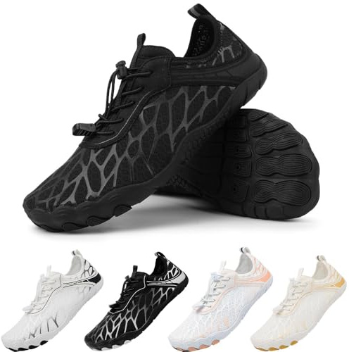 Scarpe Barefoot Donna Scarpe da Scoglio Uomo Scarpe da Acqua Scarpe da Surf Antiscivolo Minimaliste Yoga Sport al Chiuso Estate Inverno 43 Nero Unisex