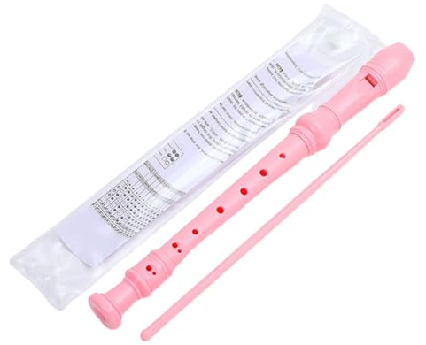 Pesfehhy Kit de Flûte à Bec Soprano Rose à 8 Trous avec Tige de Nettoyage, Ensemble de Flûte à Bec C de Style Allemand pour Enfants Débutants et Étudiants
