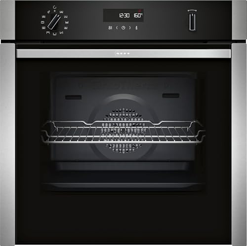 NEFF N50 B6ACH7AN7B Slide&Hide Single Oven, A+ Rated, Black with Steel Trim