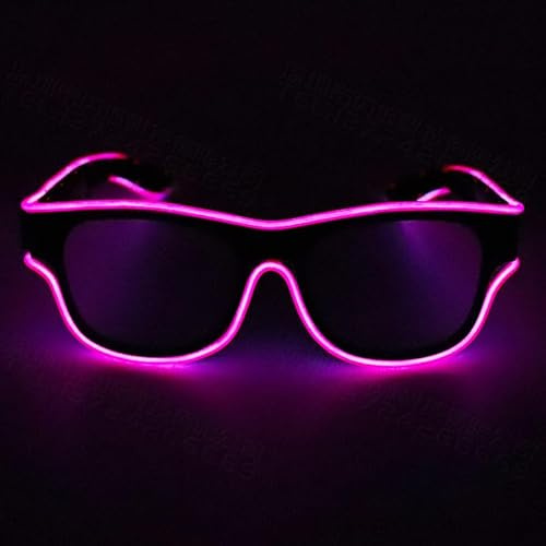 YUANYUYING Occhiali a LED, Occhiali da Festa a LED Wireless, Ricaricabili tramite USB - 3 Modalità Luce (Flash Fisso/Lento/Veloce) | Occhiali da Sole Luminosi per Rave (rosa)