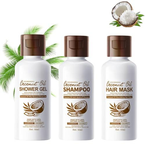 Travel Shampoo & Conditioner Set，Travel Shampoo and Conditioner,with Coconut Oil Shower Gel, TSA Approved Leak-Proof Mini Hair Care for Moisturizing & Nourishing, Toiletries for Women & Men