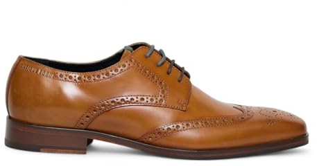 Infinity Leather Zapatos Oxford Derby Brogue de Cuero marrón Tostado Luca para Hombre, Estilo Formal, para Boda y Oficina