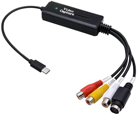 YARCHONN USB-C 3.1 Video Grabber Card RCA S-Video a Tipo-C Capture Card