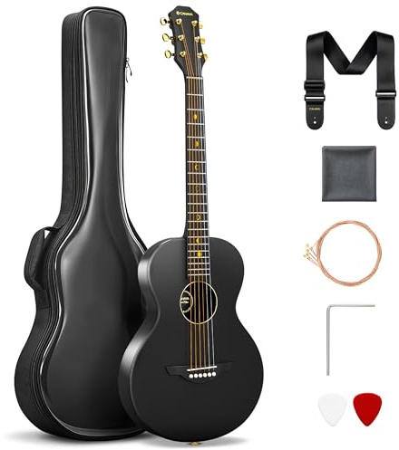 CAHAYA Carbon Fiber Acoustic Guitar 38 Inch Composite OM Body Waterproof