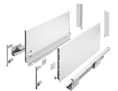 GTV - Système de Tiroirs Axis Pro, Ensemble de Tiroirs, Extraction Totale, Amortissement Intégré, Charge 40 kg, Tiroir Coulissant avec Fermeture Douce - Largeur 450 mm, Hauteur 200 mm, Blanc