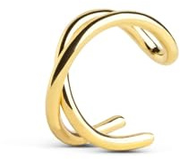 SINGULARU - Pendiente Suelto Ear Cuff Cross. Plata de Ley 925 con Acabado Baño de Oro de 18 Kt. Ajustable. Joyas para Mujer