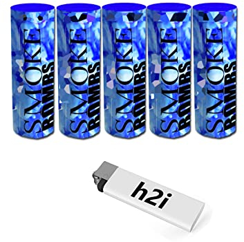 Rauch Vulkan Fontäne | 5 Stück | Blau | Time 40 sek | Smoke Tube Rauchfackel Rauchtopf Rauchgenerator Rauchbombe mit dichtem kräftigem Rauch |B8| Ganzjahresfeuerwerk Kat T1/F1