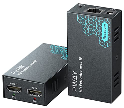 PW-DT243 HDMI Extender over IP 150m/492ft Bertragung über Cat5e/6/7/8 Netzwerkkabel Unterstützt Lokales Loopout und 1 bis Mehrfachübertragung über den Netzwerk Switch