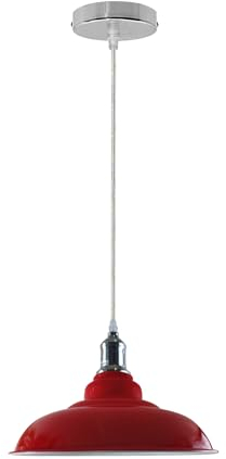 LEDSone Pendelleuchten-Set im Retro-Stil, Metall, E27, 32 cm [Energieklasse A] (rot)