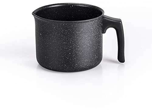 Moneta Bollilatte in alluminio antiaderente Etnea, effetto pietra, nero, 14 cm
