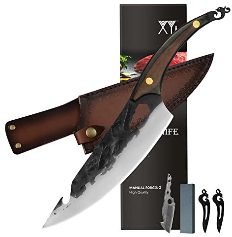 XYJ FULL TANG 8 Coltelli Verdure Cinesi In Acciaio Inox Affettare Mannaia Con Apribottiglie Chef Macellaio Coltelli Temperamatite Pietra Mini Coltello Guaina In Pelle Utensili Da Cucina