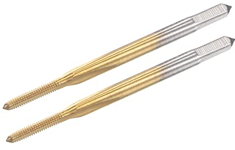 sourcing map Rosca Fresado Macho Métrico M1.6 x 0.35, Titanio Recubierto Cobalto HSS (Alto Velocidad Acero) 3 Rectas Flautas Máquina Micro Tornillo Roscar Macho para Relojes y Relojes, 2 Piezas