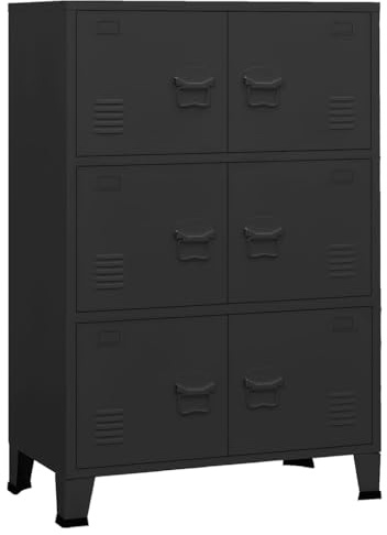 vidaXL Lagerschrank Industrial Standschrank Sideboard Kommode Beistellschrank Metallschrank Stahlschrank Aufbewahrungsschrank Schwarz Metall