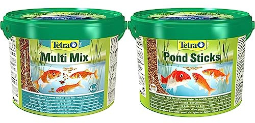 Tetra Pond Multi Mix – Fischfutter für Verschiedene Teichfische mit Vier Futtersorten (Flockenfutter, Futtersticks & Pond Sticks - Fischfutter für Teichfische
