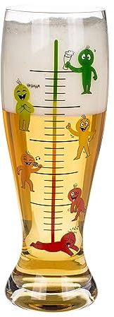 Kopfsalat XXL Weizenglas - 1,3 Liter - mit lustigem Bierglas Aufdruck Phasen des Trinkens - 30 cm hoch