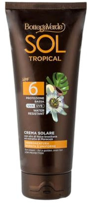 Bottega Verde - SOL Tropical, Crema Solare Corpo, 200 ml, SPF 6, Idratante e Profumata, Arricchita con Olio di Noce Brasiliana ed Estratto di Maracujà, Protezione Bassa, Ideale per Fototipo 5 e 6