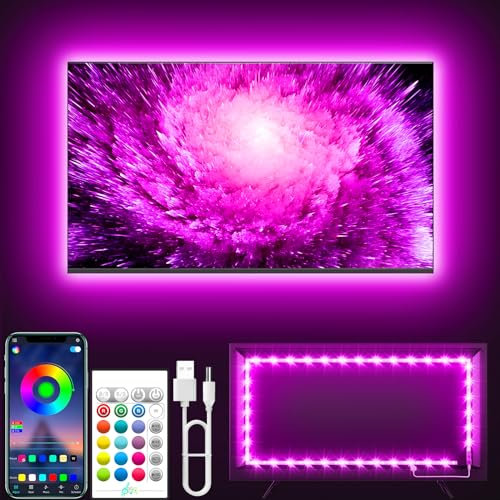 Tyute TV LED Lights, 5M LED Lights for 45-75 Inch TV Behind Lighting, RGB Color Changing TV Backlight with APP & Remote Control, Music Sync USB Strip Light for Bedroom Gaming Room Decor